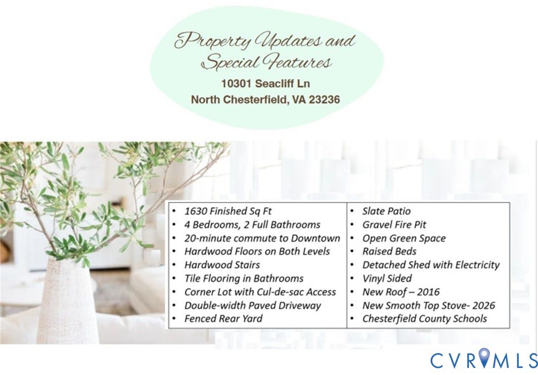 10301 Seacliff Lane, North Chesterfield, VA 23236 Special Features