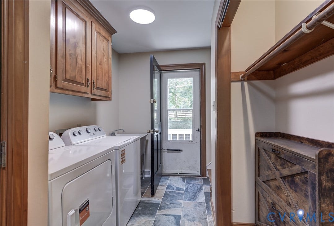 3120 McQuinn Road, Powhatan, VA 23139 Laundry hall with cabinets and closet