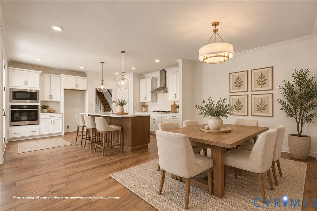 6726 Mayland Ridge Lane, The Villas At Swift Creek, Moseley, VA 23120 Virtually staged dining area