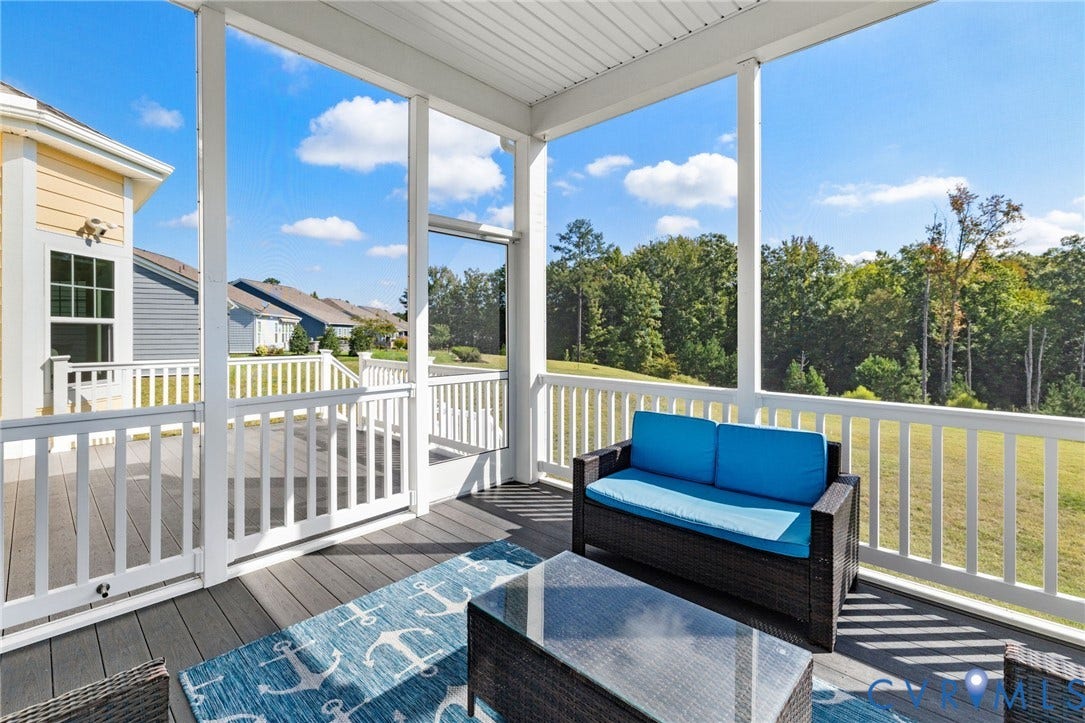 15750 Mosaic Creek Boulevard, Henrico, VA 23238 Screened porch featuring a composite deck and white railing