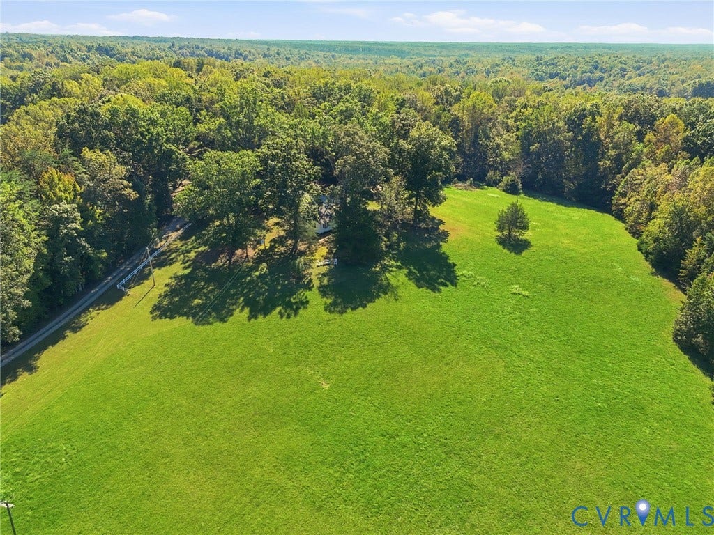 Expansive green acreage featuring a single mature tree and perimeter tree line.