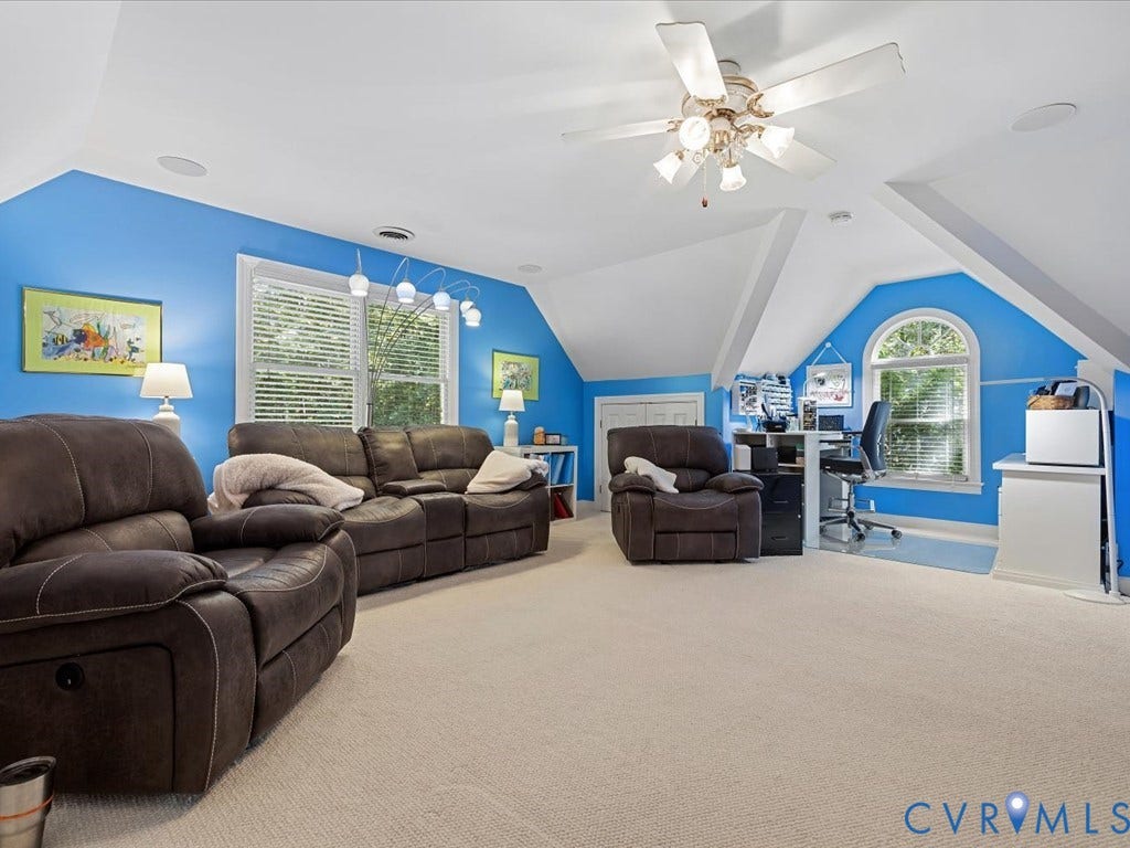 2993 Johnsonway Terrace, Powhatan, VA 23139 Finished room over garage features wall to wall carpet, great light and lots of extra storage.
