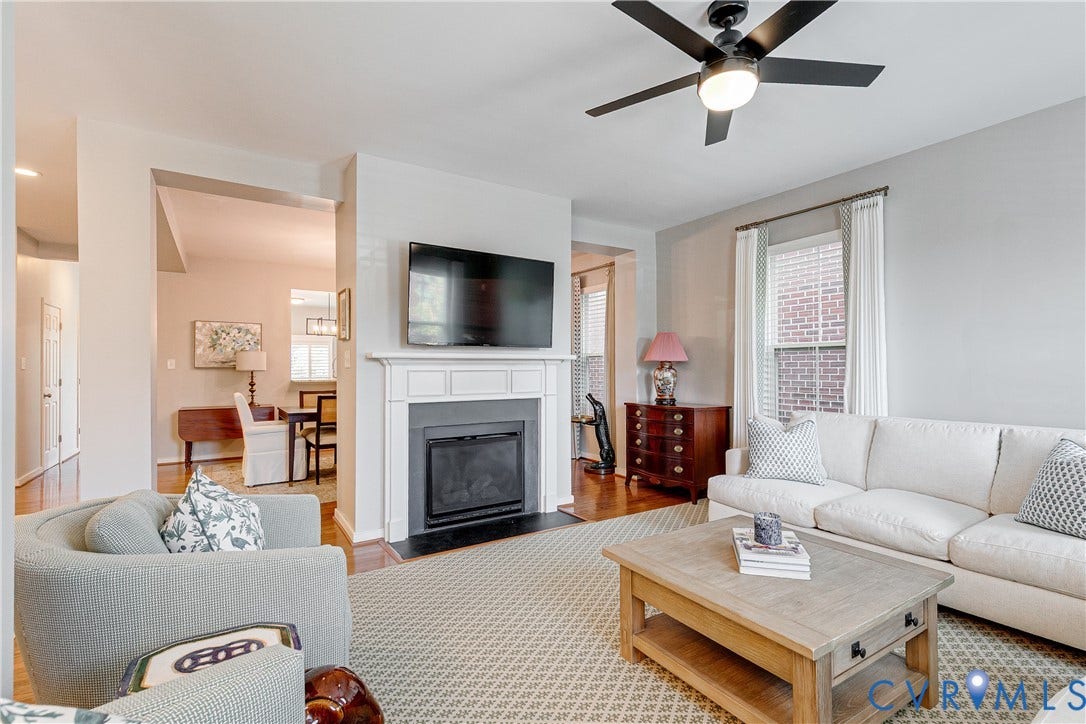 1733 W Cary Street, Richmond, VA 23220 Living area featuring a fireplace