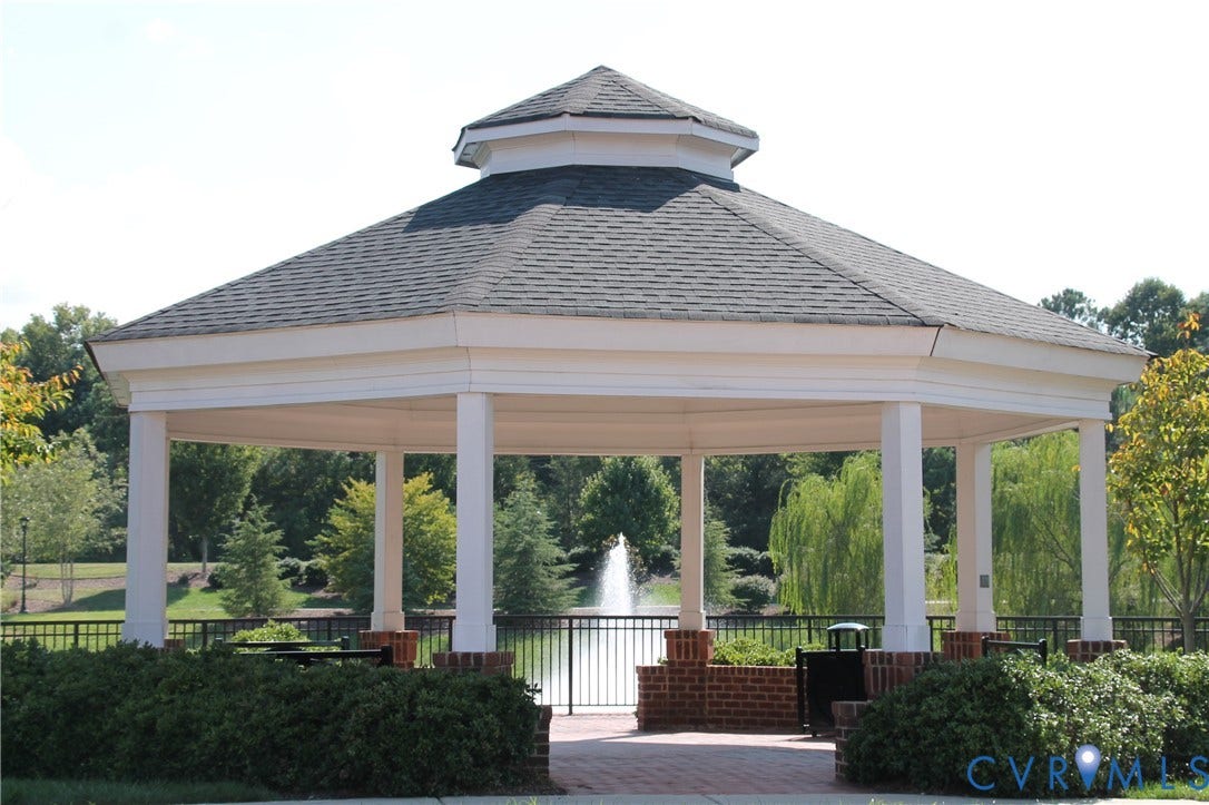 3931 Liesfeld Place, West Broad Village, Henrico, VA 23060 Octagonal gazebo with a shingled roof, white columns, and brick bases