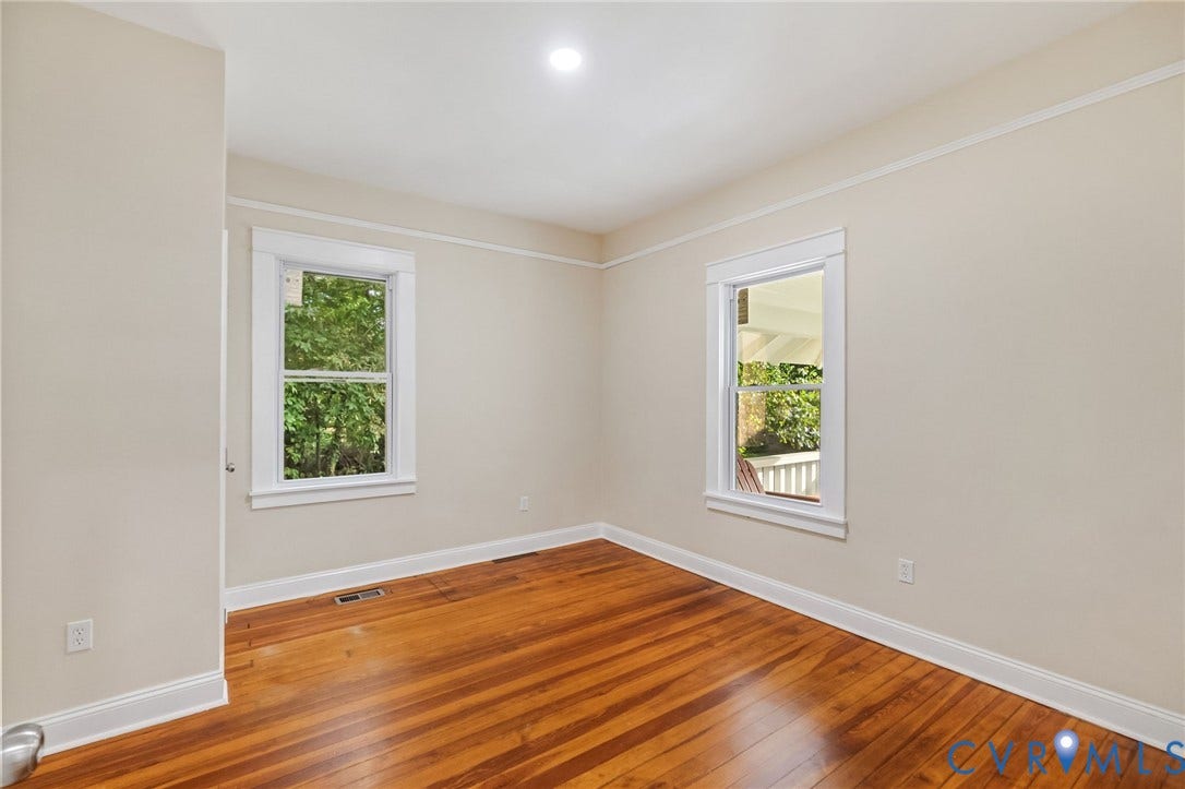 12105 Mathenay Drive, Mathenay, Chesterfield, VA 23831 Hardwood flooring, two windows, recessed lighting, and crown molding