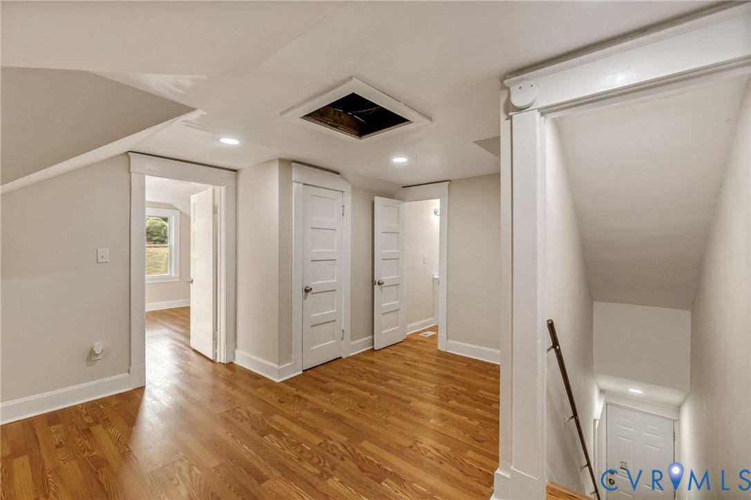 12105 Mathenay Drive, Mathenay, Chesterfield, VA 23831 Hardwood flooring, recessed ceiling lighting, three paneled doors, white trim, and a window