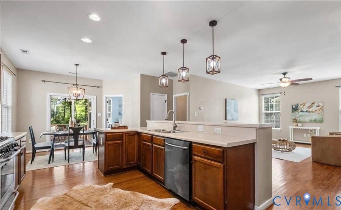 7319 Vicenzo Drive, Moseley, VA 23120 Kitchen featuring wood-finish cabinetry, light-toned countertops, and stainless-steel appliances
