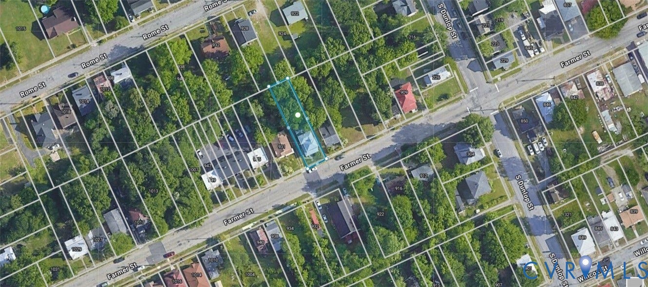 927 Farmer Street, Petersburg, VA 23803 Aerial Property Map. Displaying the property boundaries and surrounding street network