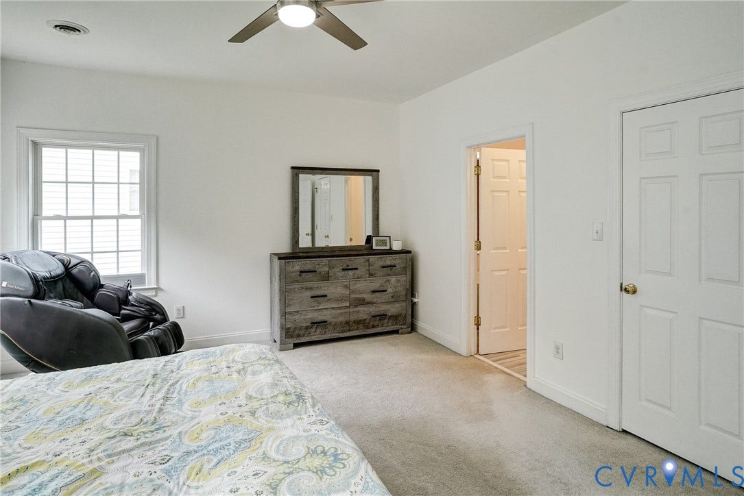 8805 Eli Place, Kings Forest, Glen Allen, VA 23060 Recessed lighting, ceiling fan, and carpeted flooring