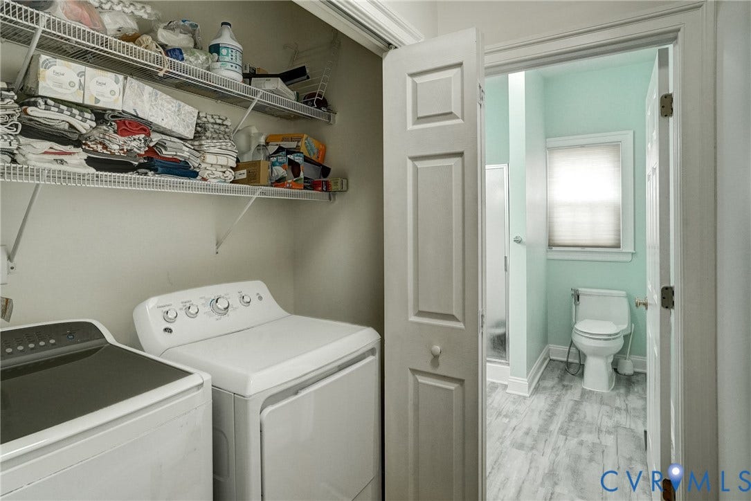 8805 Eli Place, Kings Forest, Glen Allen, VA 23060 Laundry area featuring wire shelving and a paneled door