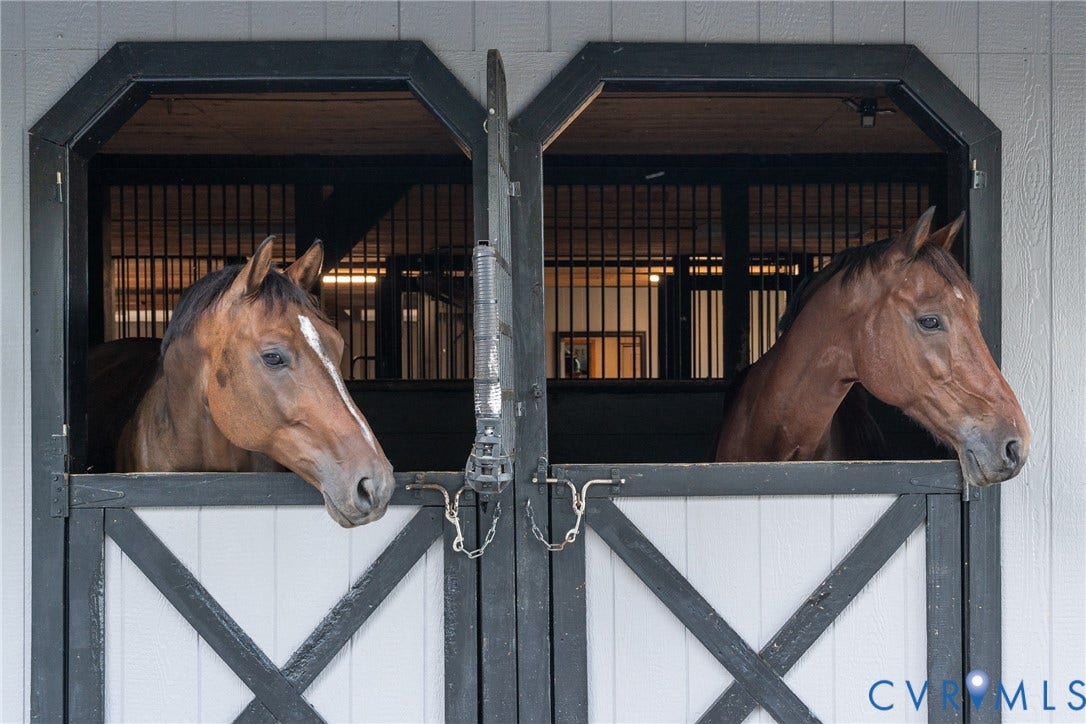 One of several barns that together provide a total of 20 stalls.