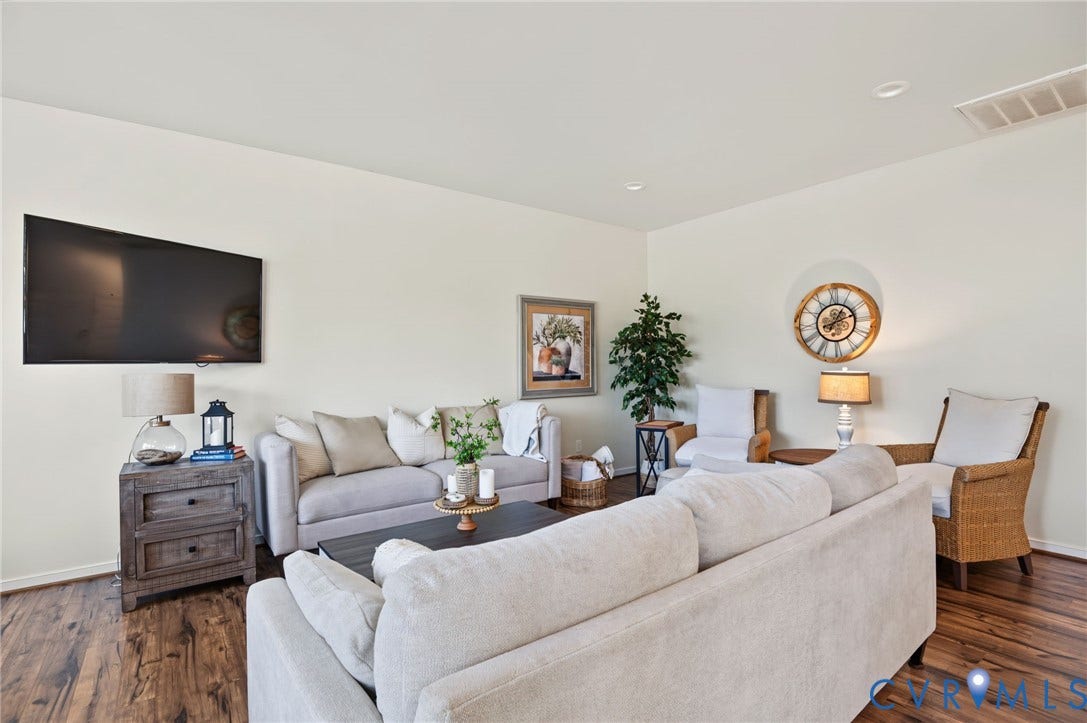 7101 Desert Candle Drive, Moseley, VA 23120 Recessed lighting illuminates the space, featuring LVP flooring and light-toned walls