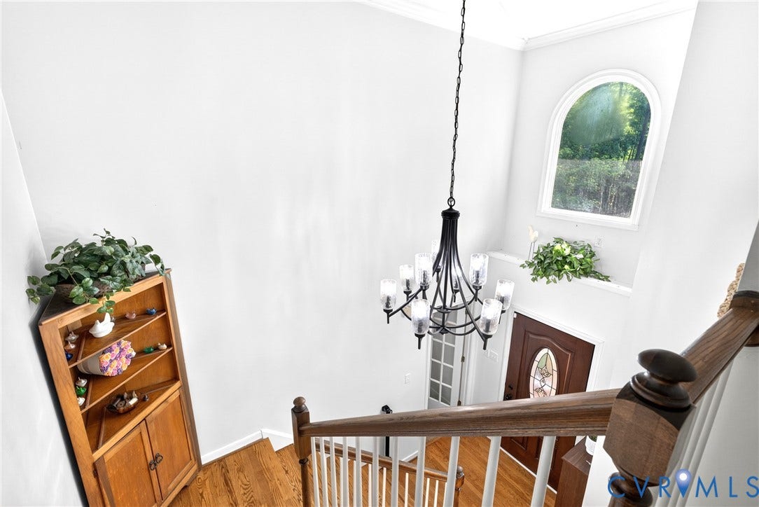 Foyer - View of Foyer from 2nd Floor.  Notice the Palladian Window and Chandelier