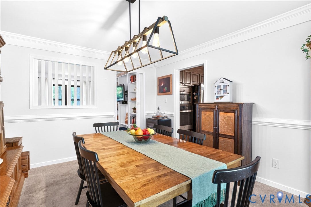 Dining Room with Views of Living Room and Kitchen