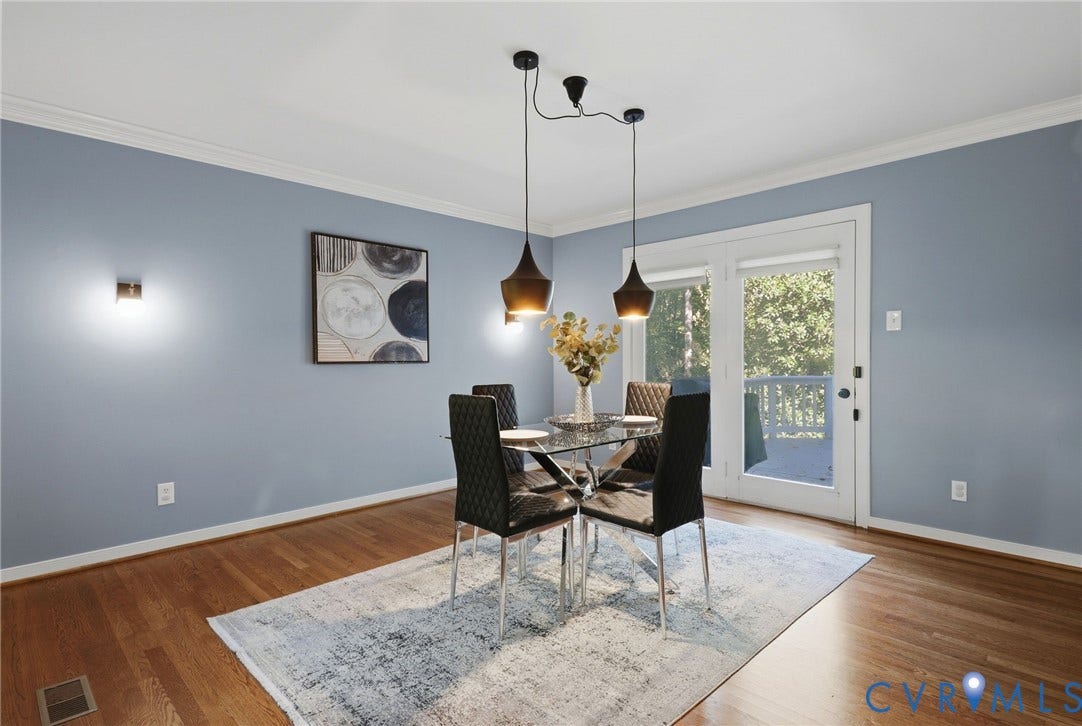 Dining Room with French door to deck