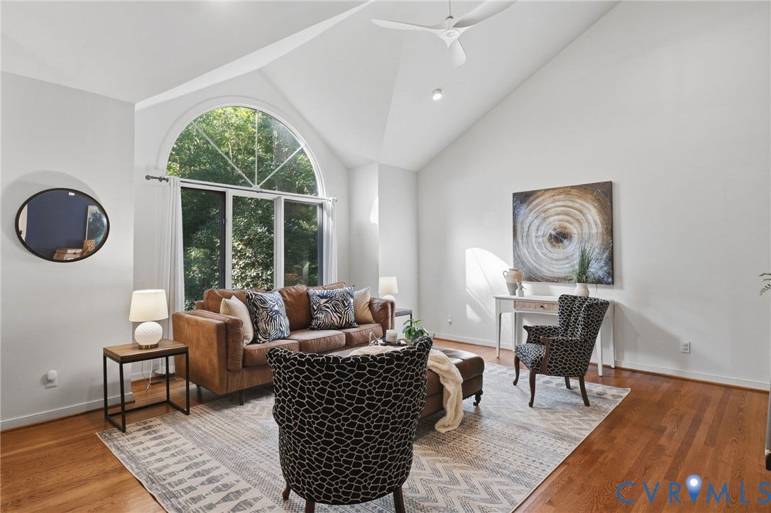 Cathedral ceilings, hardwood floors throughout