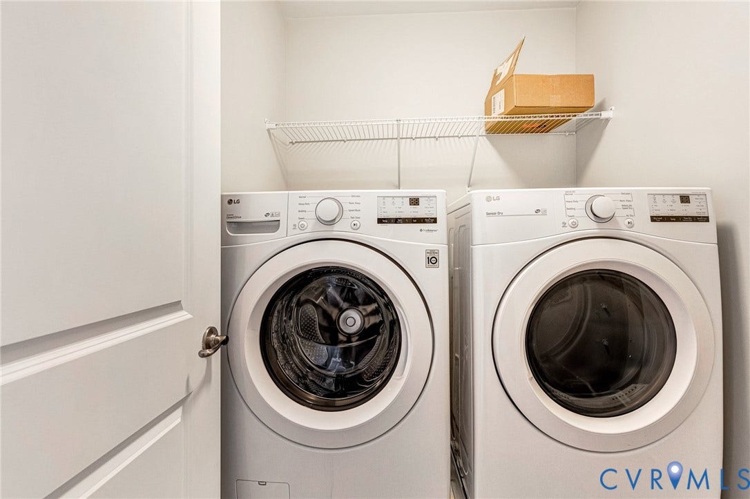 8926 Ringview Drive, Mechanicsville, VA 23116 Front-loading laundry appliances with a wire storage shelf