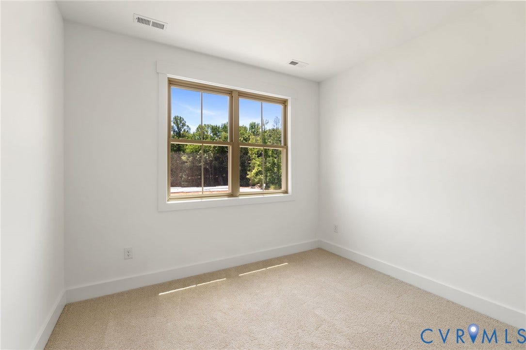 9514 Angels Share Drive, New Kent, VA 23141 Light-filled room featuring neutral wall tones, window with natural wood-tone frame, white trim, and beige carpeting