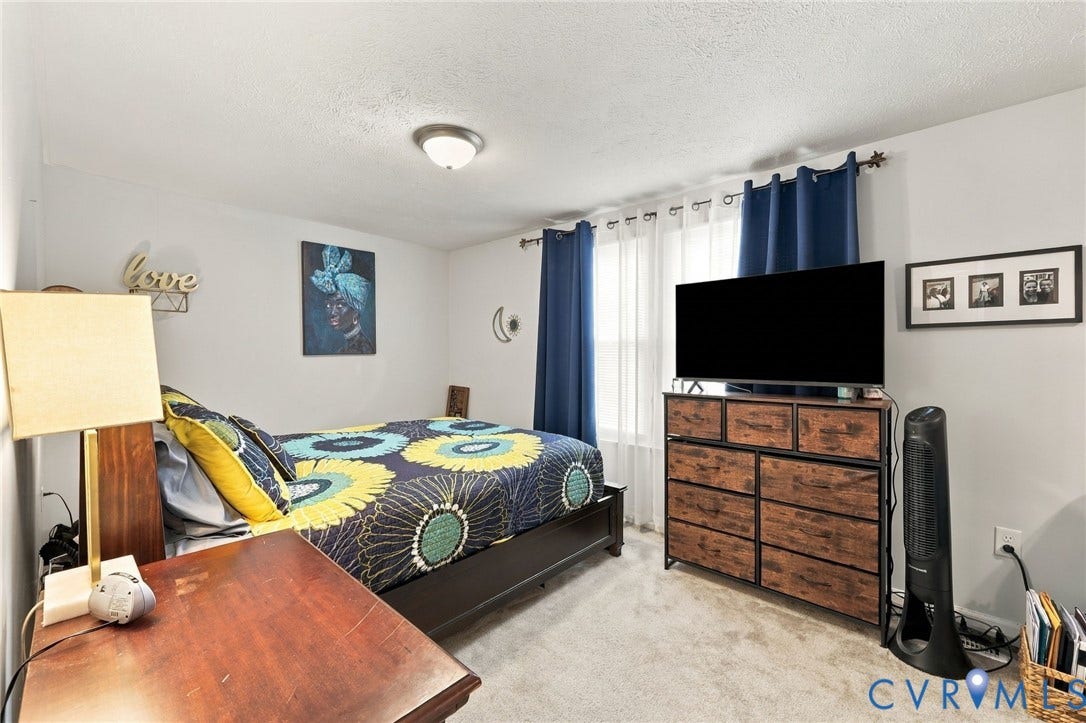8434 Shannon Green Court, Henrico, VA 23228 Recessed lighting fixture, light gray carpet flooring, white walls, and a window with sheer and blackout curtains