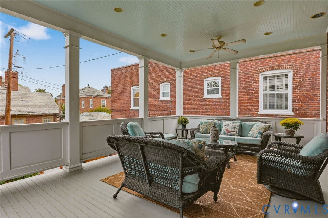 2624 Park Avenue, The Fan District, Richmond, VA 23220 Covered exterior porch with new mahogany painted railings