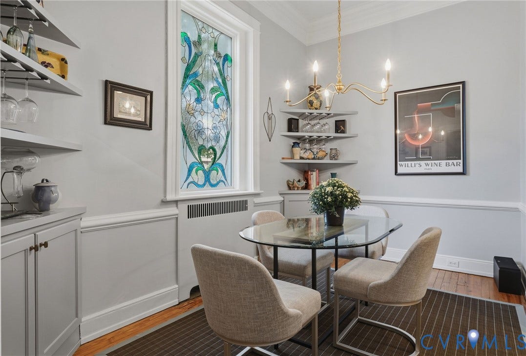 2624 Park Avenue, The Fan District, Richmond, VA 23220 Breakfast nook with decorative window and built in corner cabinets