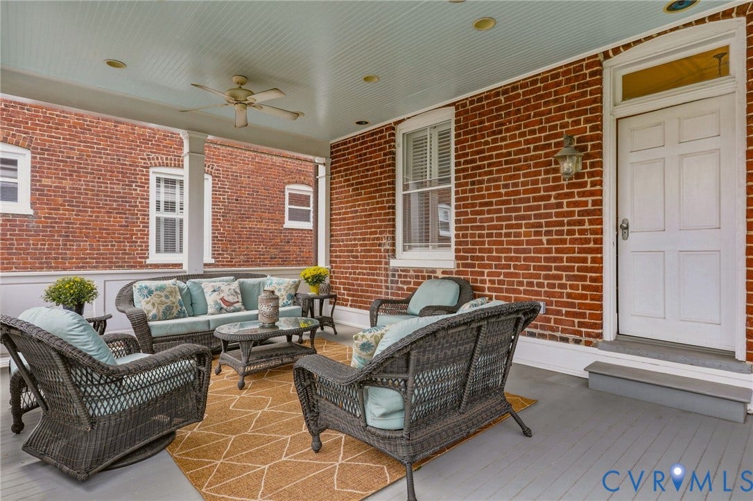 2624 Park Avenue, The Fan District, Richmond, VA 23220 Large 2nd level covered porch with 2 fans and recessed lighting