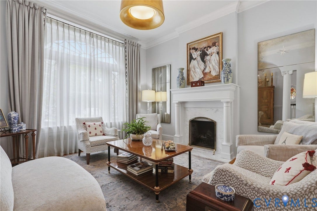 2624 Park Avenue, The Fan District, Richmond, VA 23220 Gas FP with decorative mantel and designer chandelier
