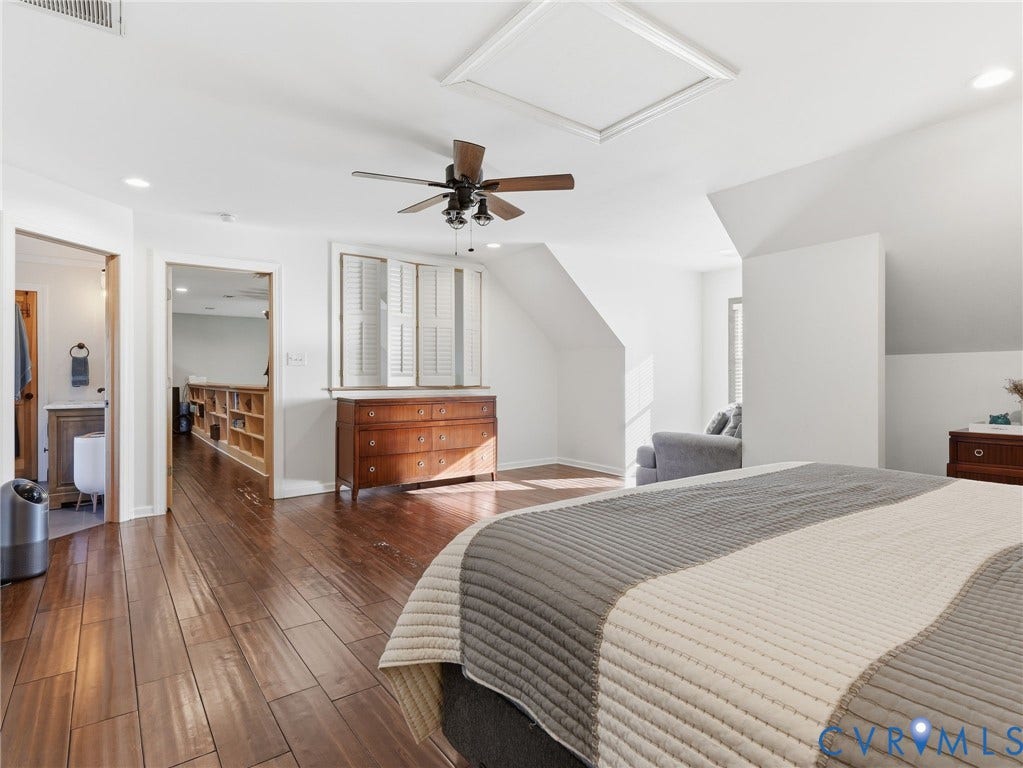 16233 Pleasant Mill Road, Montpelier, VA 23192 Wood-finish flooring, ceiling fan with integrated lighting, recessed lighting, and white plantation shutters