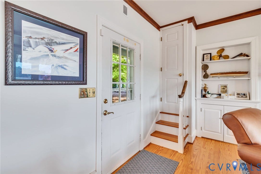 Hardwood flooring, back stairs to office and laundry room