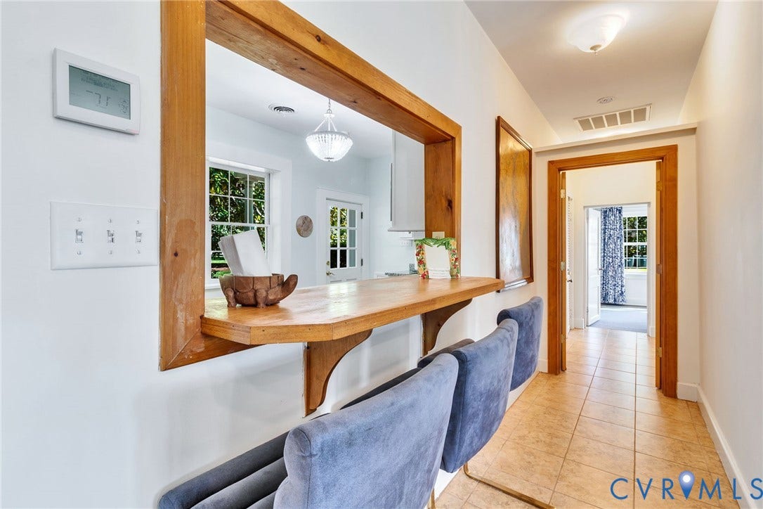 Hardwood pass-through in guest cottage