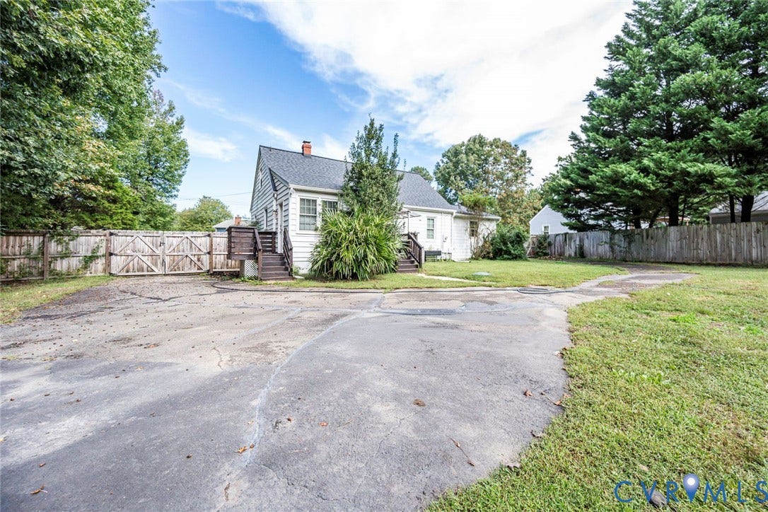 Circle driveway and parking area.