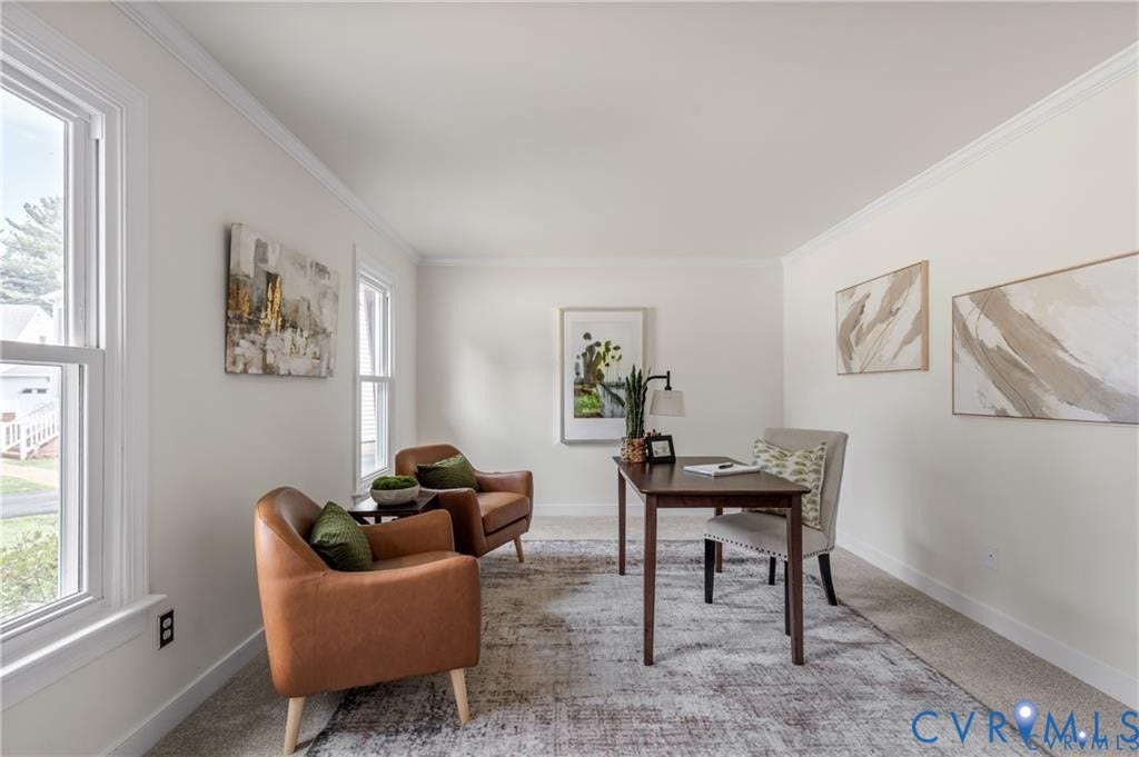 Crown molding with white trim