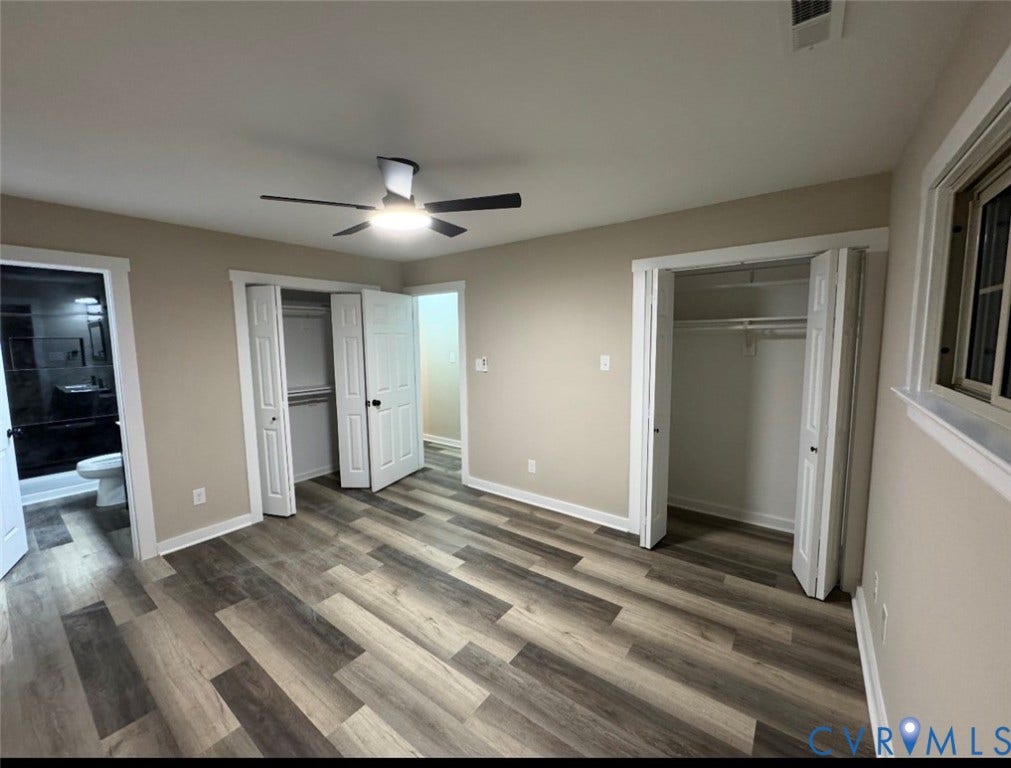 Wood-finish plank flooring throughout