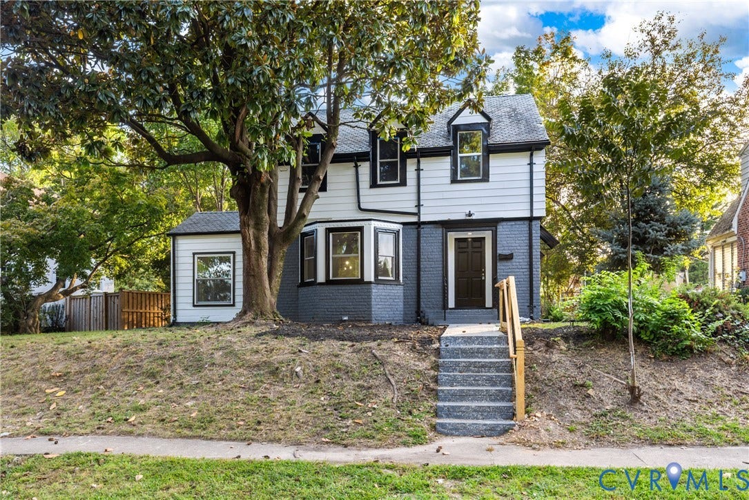 2606 Hawthorne Avenue, Richmond, VA 23222 Two-story exterior with white siding and gray brick detailing