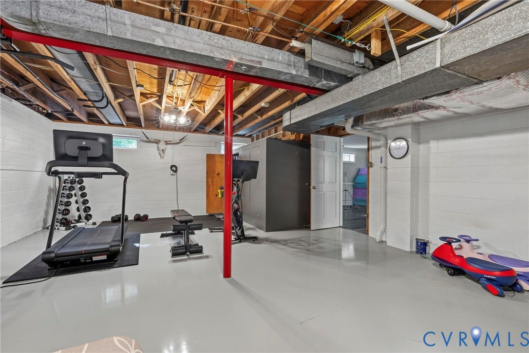 Unfinished basement / exercise room