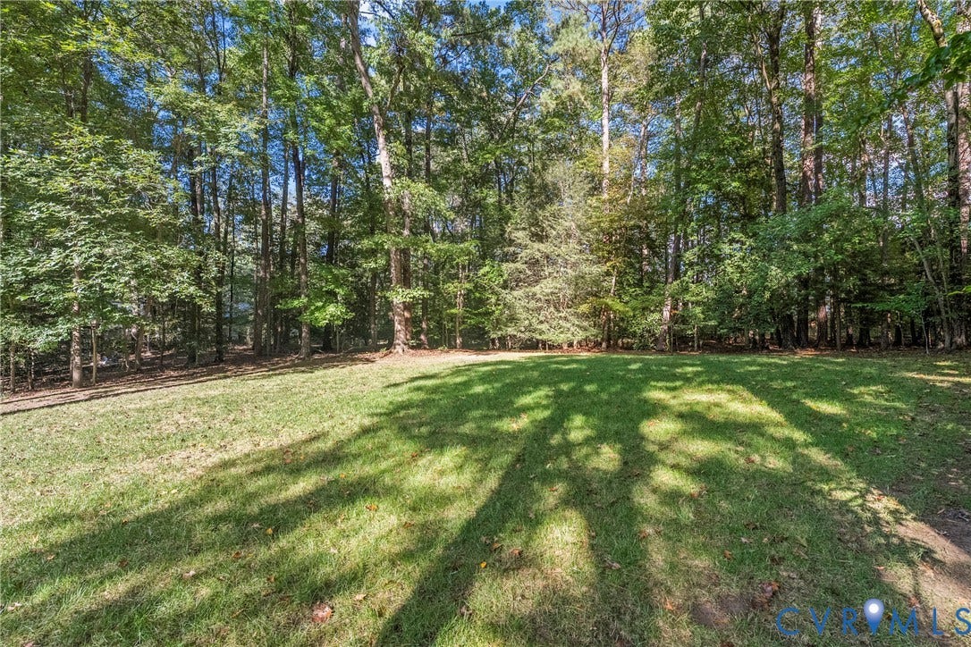 Expansive lawn area with a natural tree line