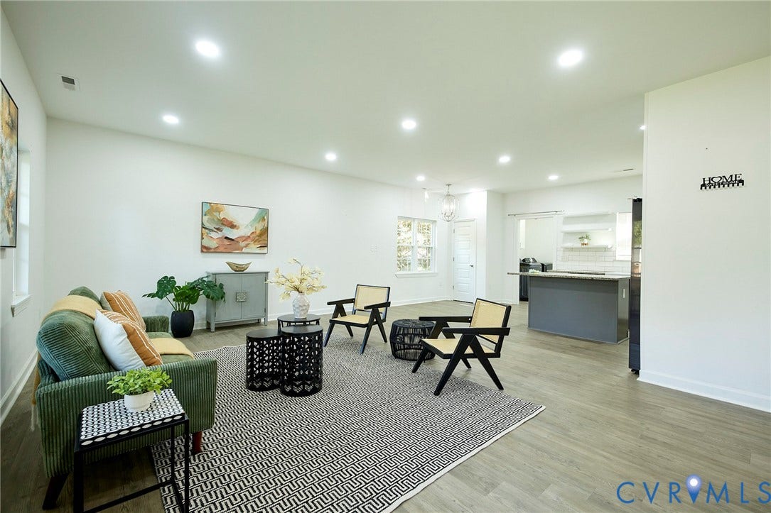 2421 Buena Vista Boulevard, Chester, VA 23831 Open-concept living space with recessed lighting, light wood-finish flooring, and white walls