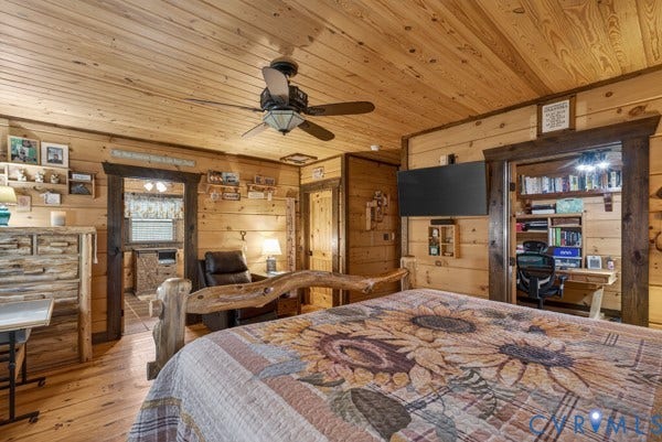 Wood walls and ceilings throughout