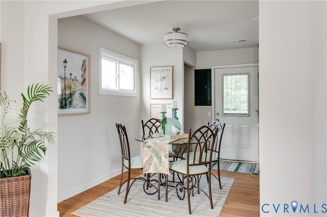8010 Callison Drive, Glen Allen, VA 23060 Wood-finish flooring, white walls, and a contemporary ceiling light fixture