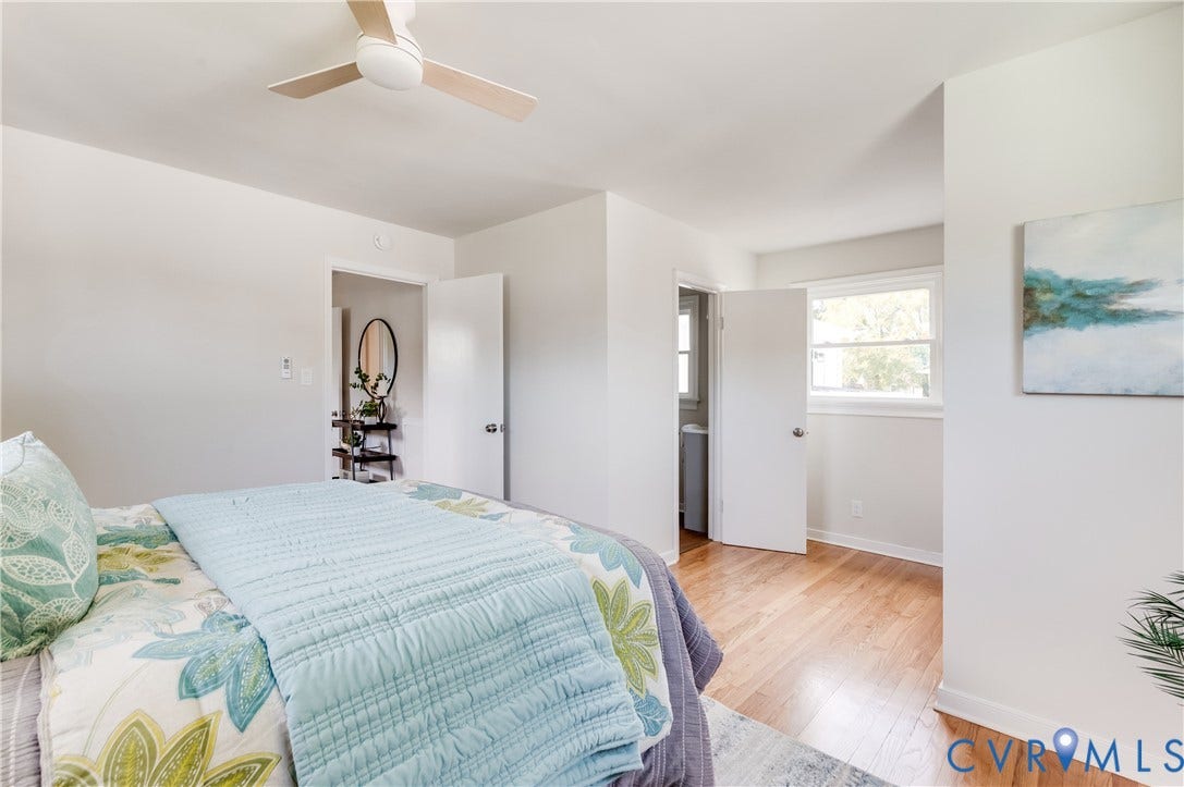 8010 Callison Drive, Glen Allen, VA 23060 Recessed lighting, wood-finish flooring, white walls, and a ceiling fan