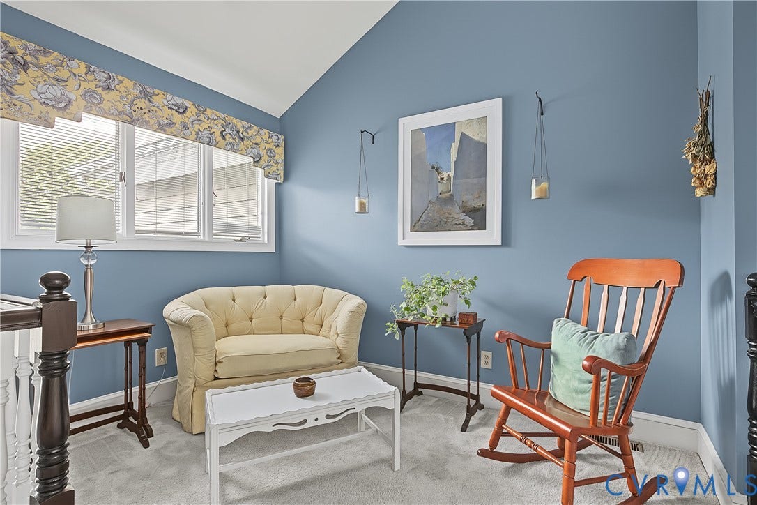 3131 Stony Point Road, #B, Richmond, VA 23235 Vaulted ceiling with white trim, light-toned wall color, and white window frames