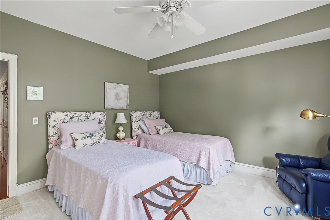 3131 Stony Point Road, #B, Richmond, VA 23235 Carpeted flooring with a ceiling fan and recessed lighting