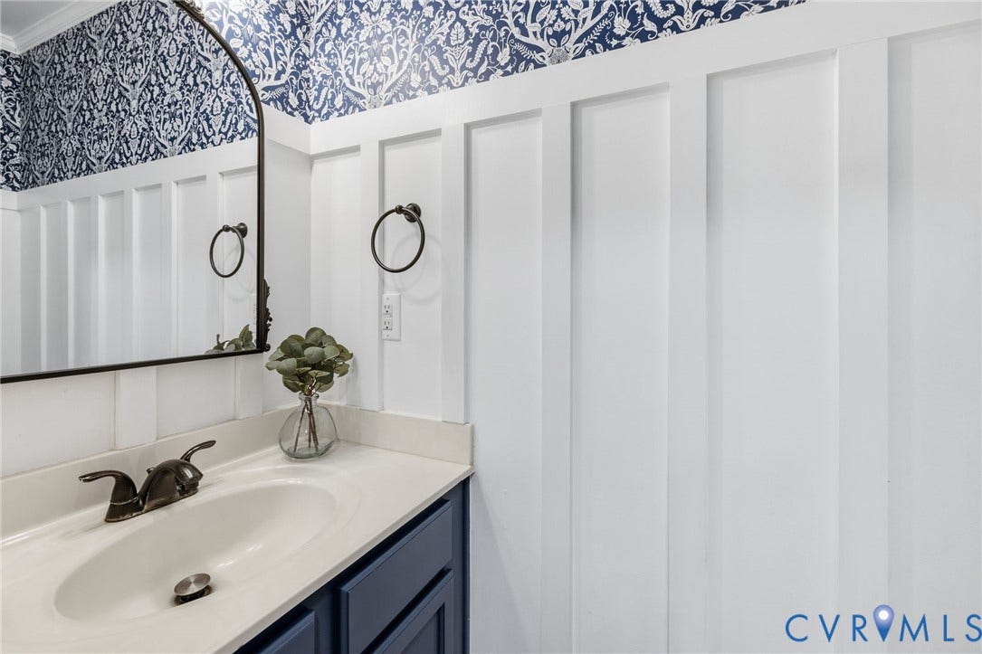 Half Bath, new tile floor