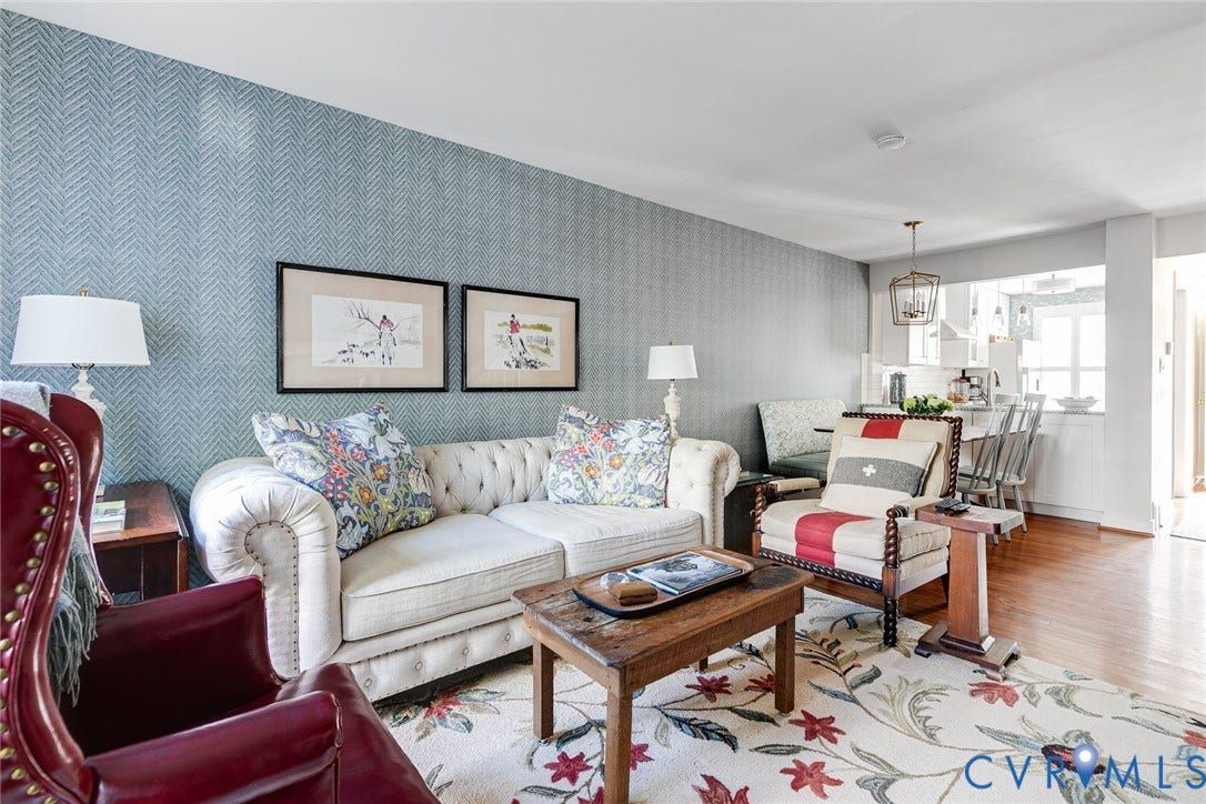 Views across living room towards dining and kitchen