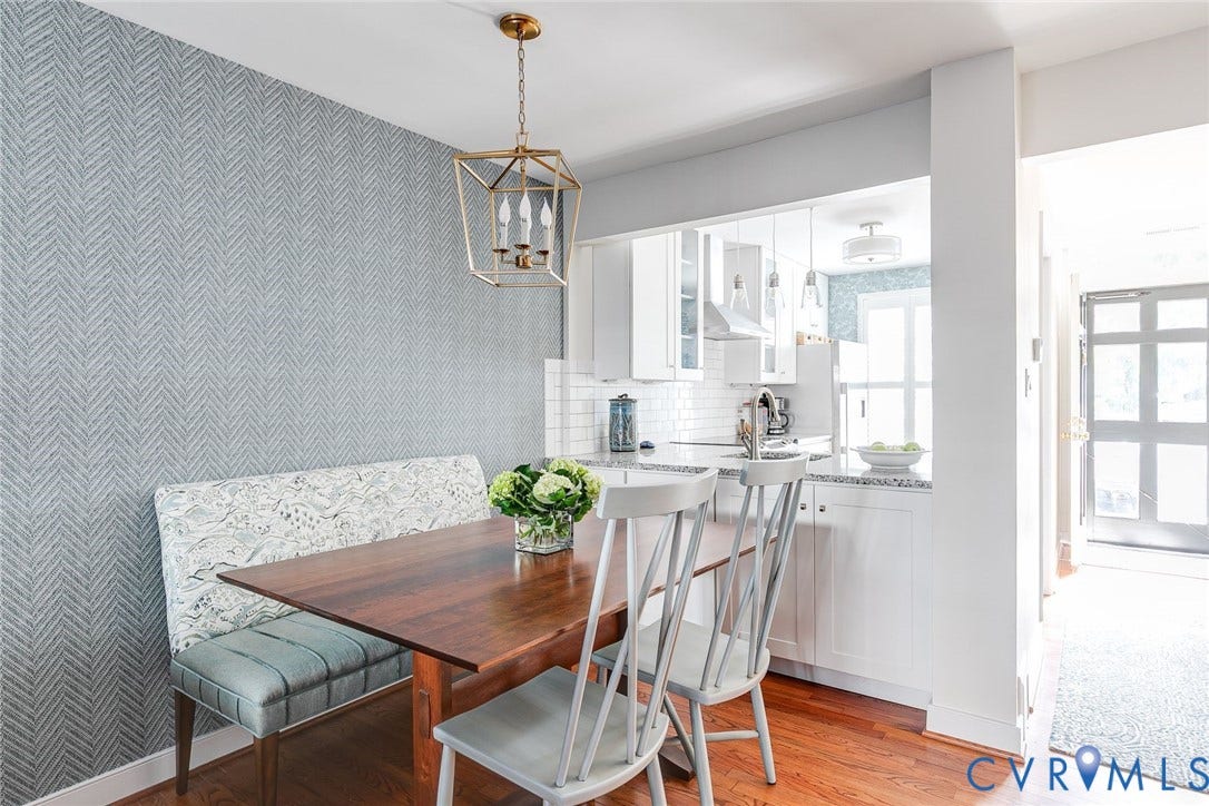 Lovely chandelier, perfect dining spot