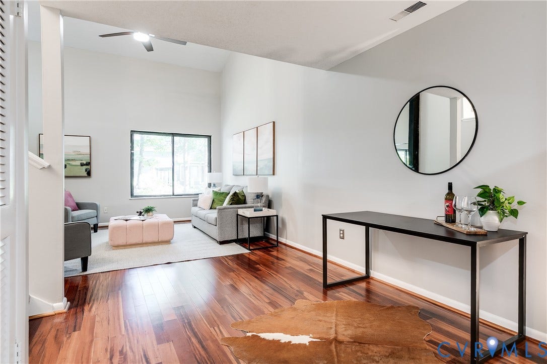 We staged this as extra space off living room.
