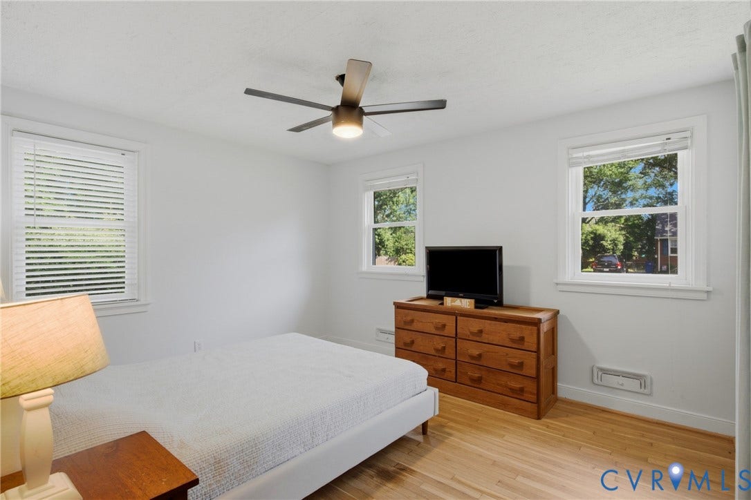 Primary-Hardwood flooring & ceiling fan