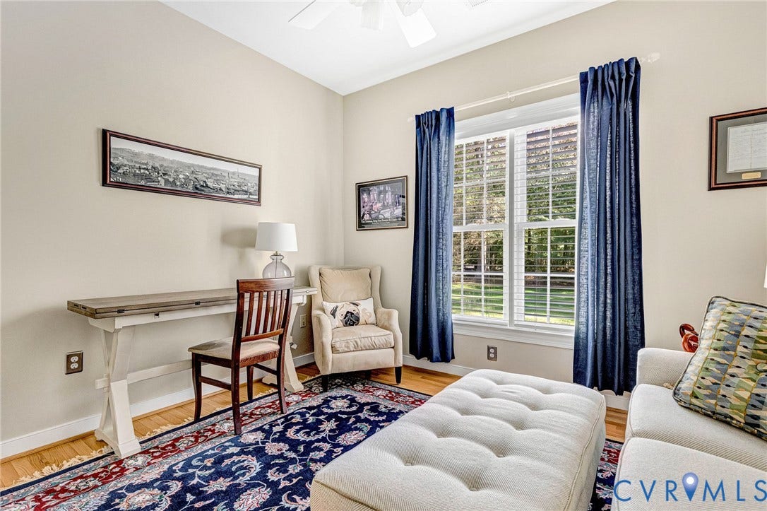 360 Laurel Drive, Aylett, VA 23009 Recessed lighting, wood-finish flooring, and a large window with white blinds
