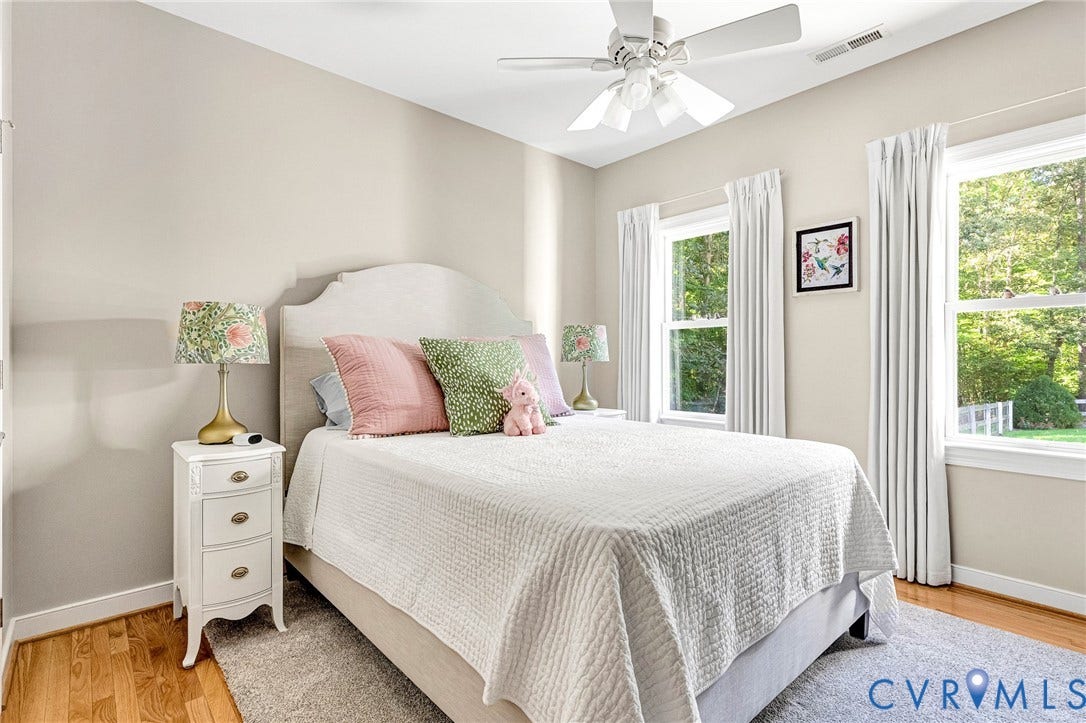 360 Laurel Drive, Aylett, VA 23009 Recessed lighting, ceiling fan, wood-finish flooring, multiple windows, and a built-in wall vent