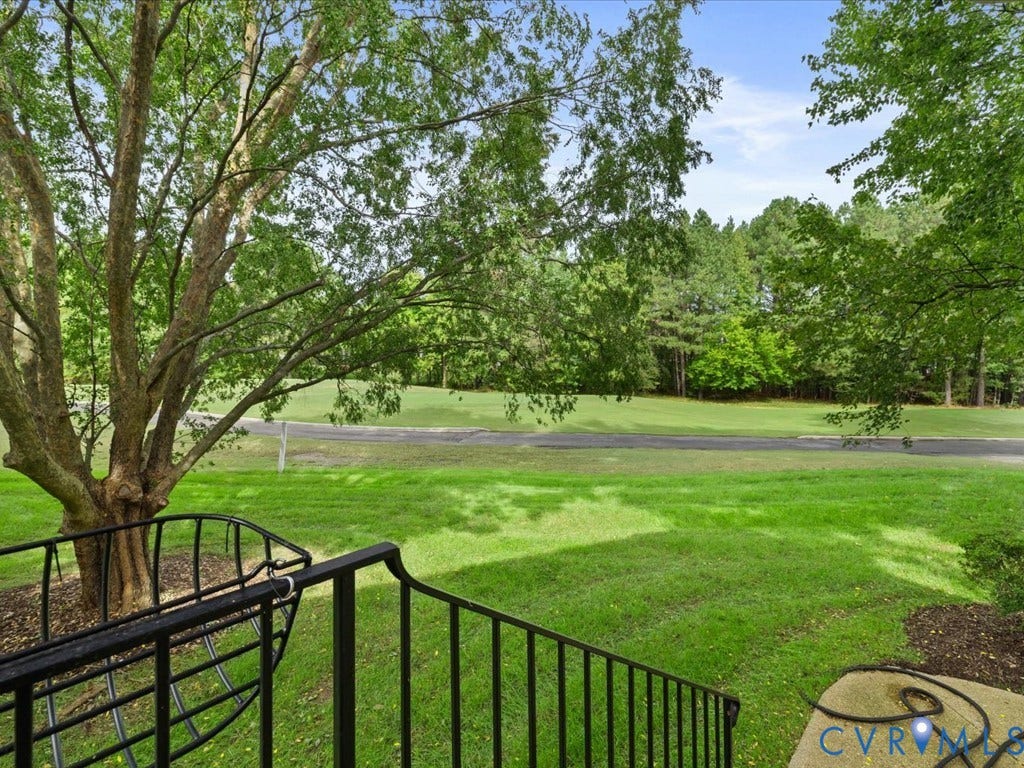 12126 Club Commons Drive, Club Commons, Glen Allen, VA 23059 Expansive green lawn with mature trees and paved road